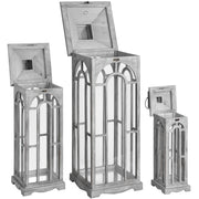 Set Of Three Wooden Lanterns With Archway Design – image 5