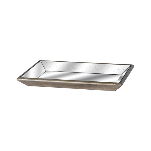 Astor Distressed Mirrored Tray With Wooden Detailing – image 1
