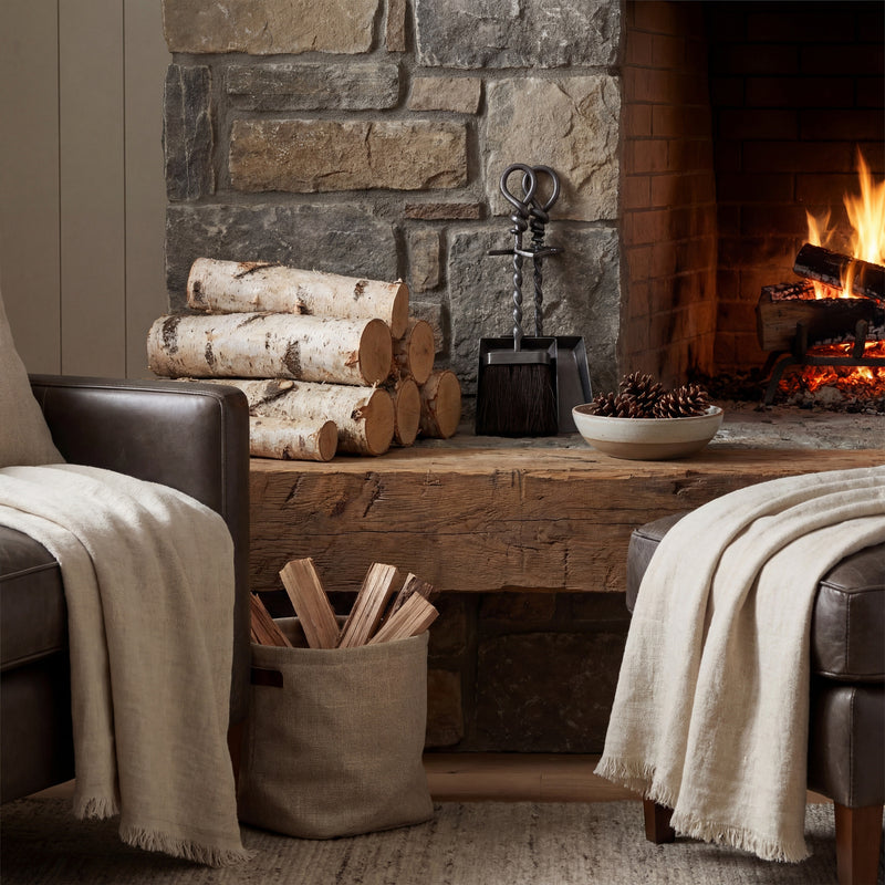 Silver Hearth Tidy Set With Hand Turned Loop Handle – image 1