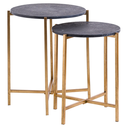 Set Of 2 Gold And Black Marble Tables – image 2
