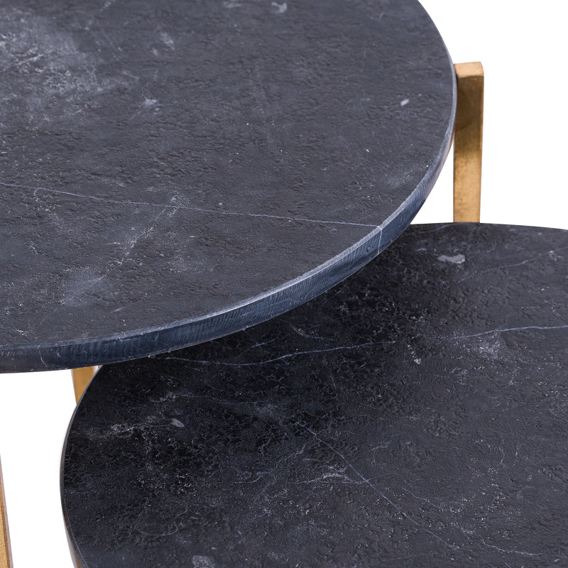 Set Of 2 Gold And Black Marble Tables – image 3