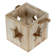Washed Wood Star Tealight Candle Holder – image 3