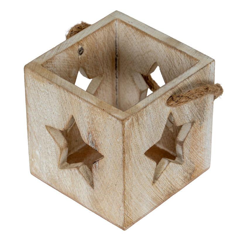 Washed Wood Star Tealight Candle Holder – image 3