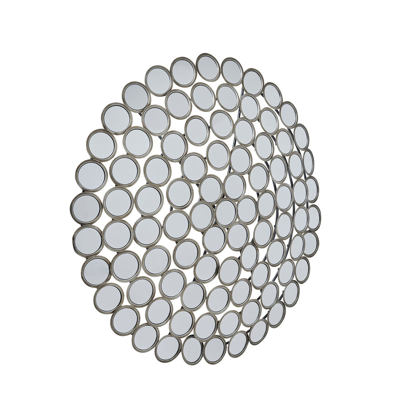 Large Round Convex Antiqued Silver Multi Mirror – image 1