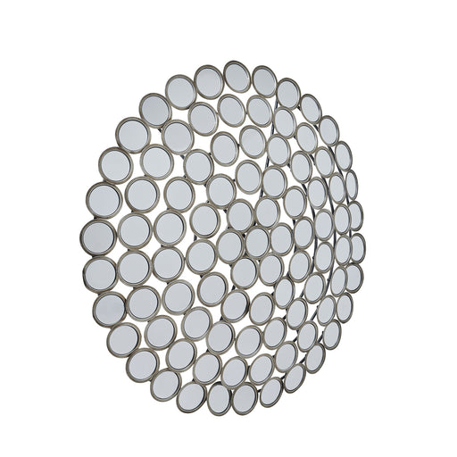 Large Round Convex Antiqued Silver Multi Mirror – image 1