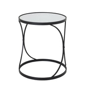 Concaved Set Of Two Black Mirrored Side Tables – image 2