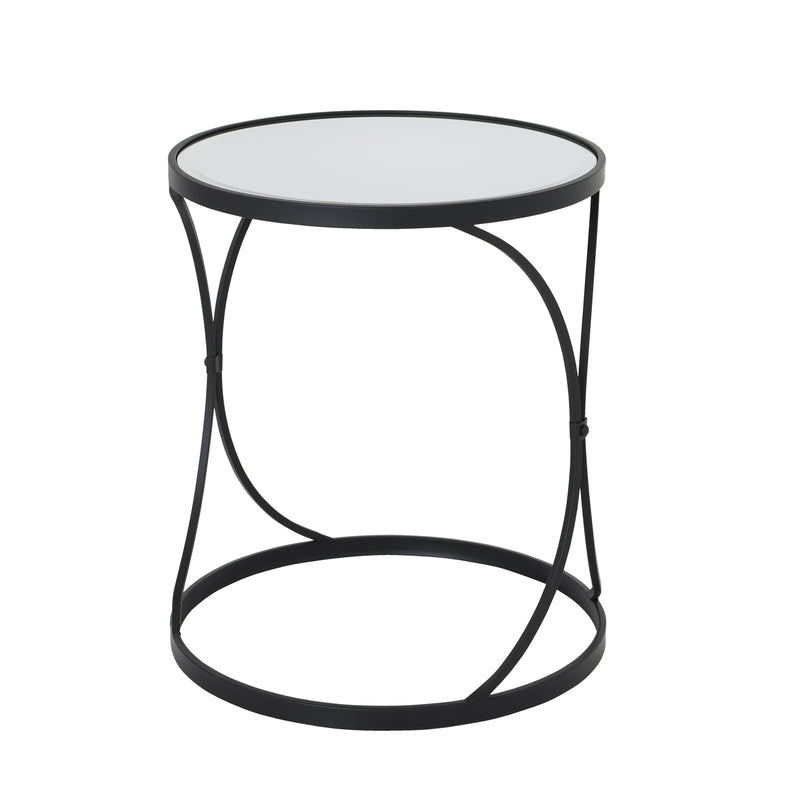 Concaved Set Of Two Black Mirrored Side Tables – image 2