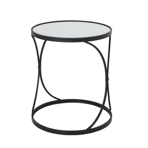 Concaved Set Of Two Black Mirrored Side Tables – image 2