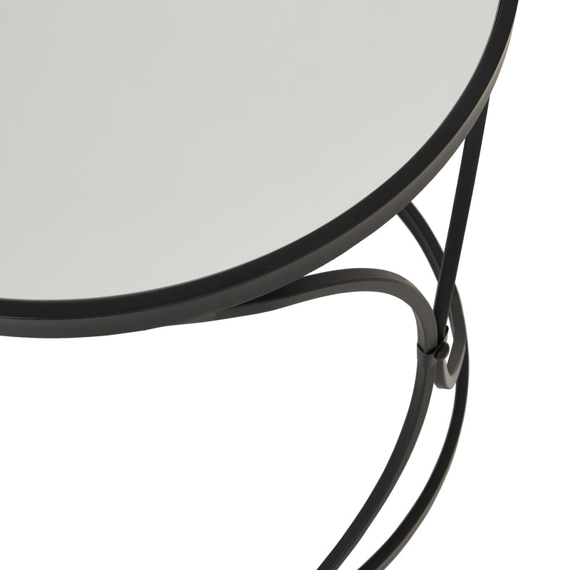 Concaved Set Of Two Black Mirrored Side Tables – image 3