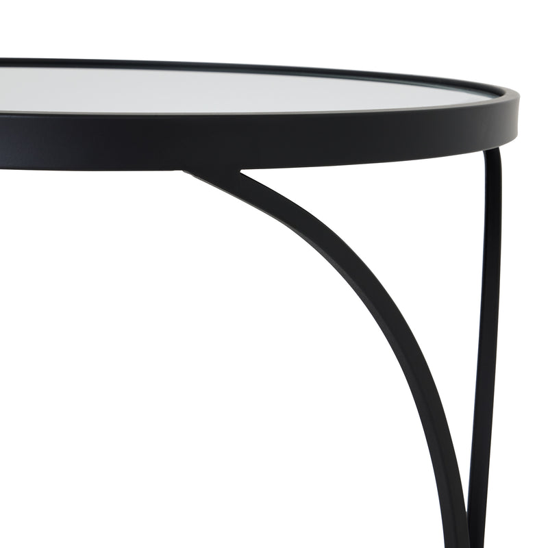 Concaved Set Of Two Black Mirrored Side Tables – image 4