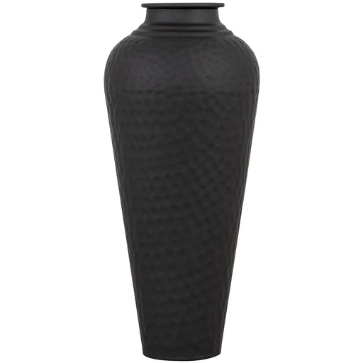 Matt Black Hammered Vase With Lid – image 2
