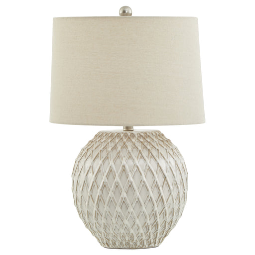 Lattice Ceramic Table Lamp With Linen Shade – image 2