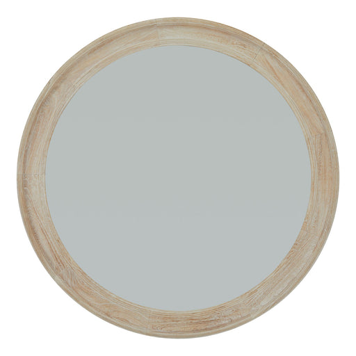 Washed Wood Round Framed Large Mirror – image 1
