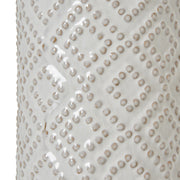 White Beaded Ceramic Lamp With Linen Shade – image 3