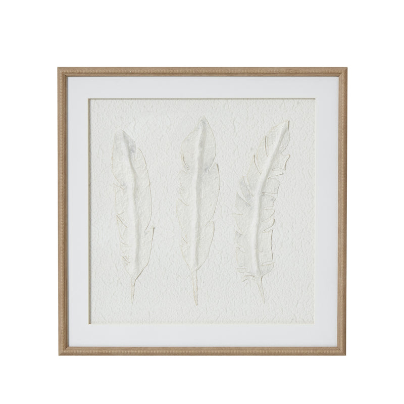 Solli White Feathers Art Mounted In Beaded Frame – image 1