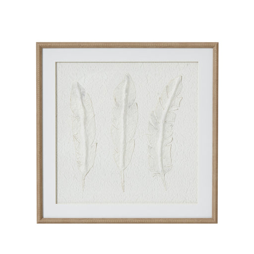Solli White Feathers Art Mounted In Beaded Frame – image 1