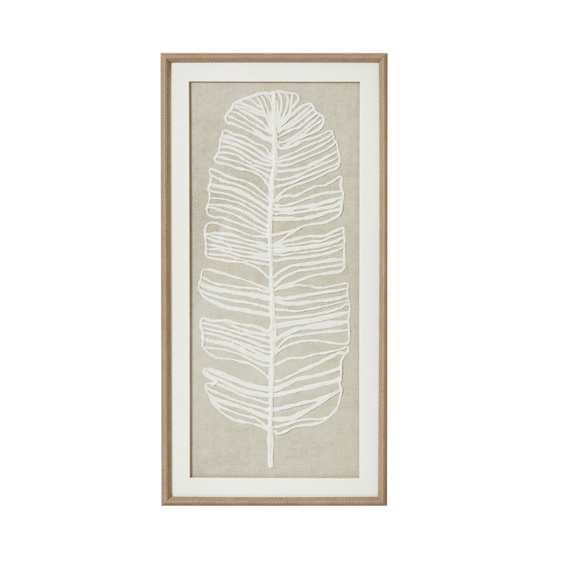 Large Plume White Feather Art Mounted In Beaded Frame – image 2
