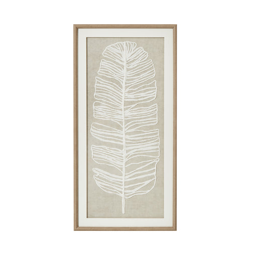 Large Plume White Feather Art Mounted In Beaded Frame – image 2
