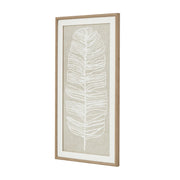 Large Plume White Feather Art Mounted In Beaded Frame – image 3