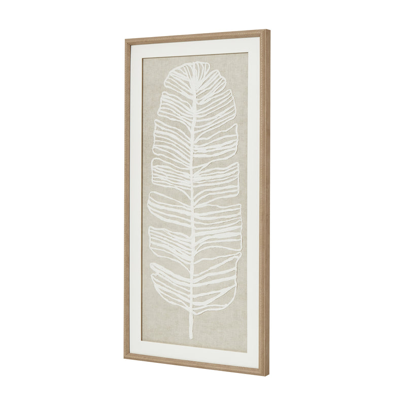 Large Plume White Feather Art Mounted In Beaded Frame – image 3