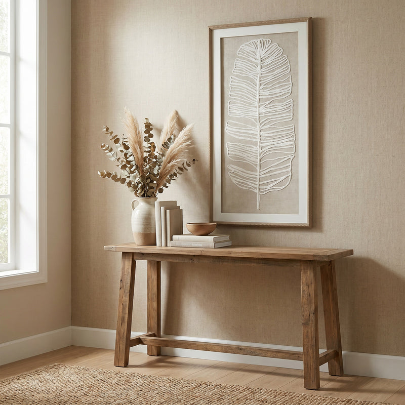 Large Plume White Feather Art Mounted In Beaded Frame – image 1