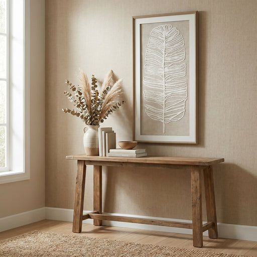 Large Plume White Feather Art Mounted In Beaded Frame – image 1