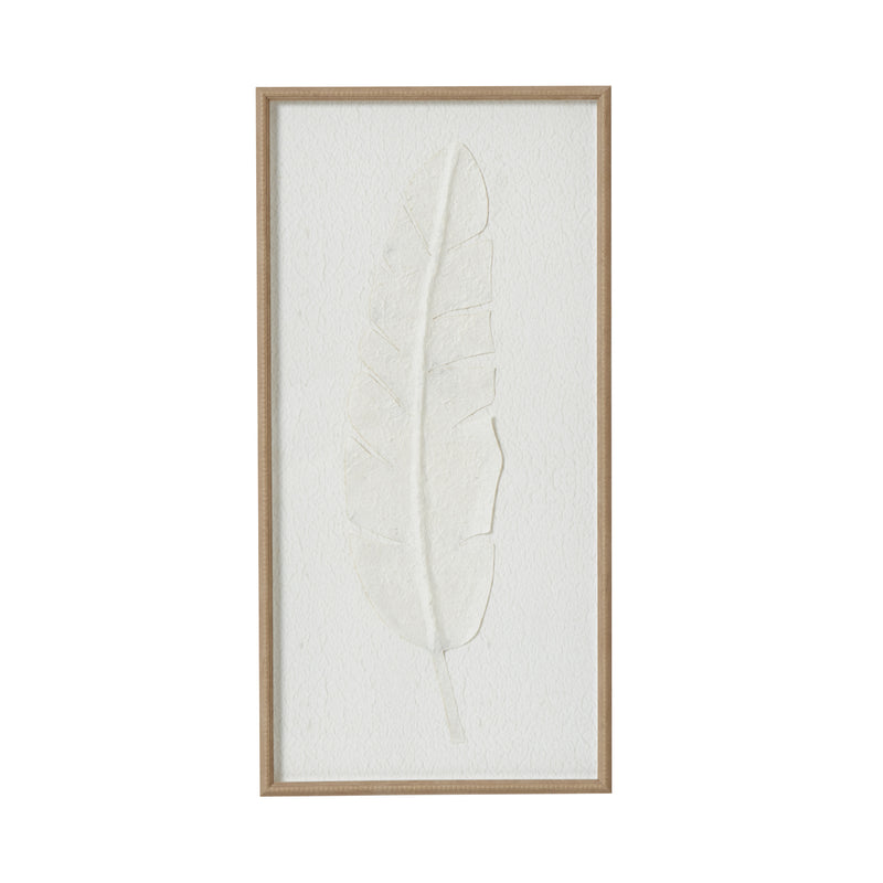 Large Quill White Feather Art Mounted In Beaded Frame – image 2