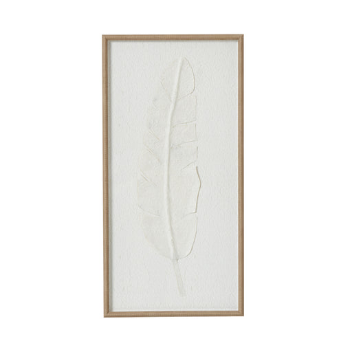 Large Quill White Feather Art Mounted In Beaded Frame – image 2