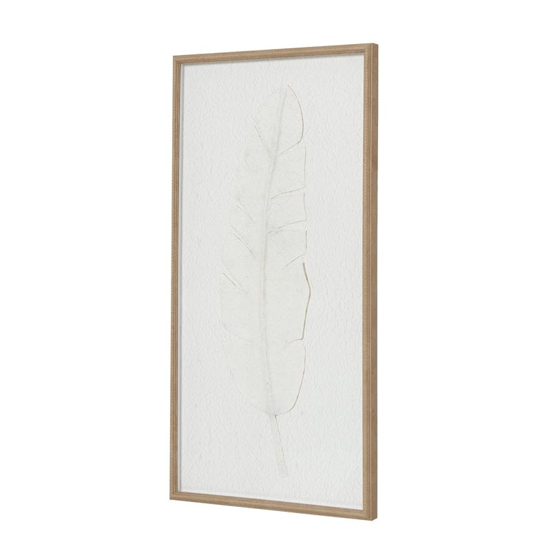 Large Quill White Feather Art Mounted In Beaded Frame – image 3