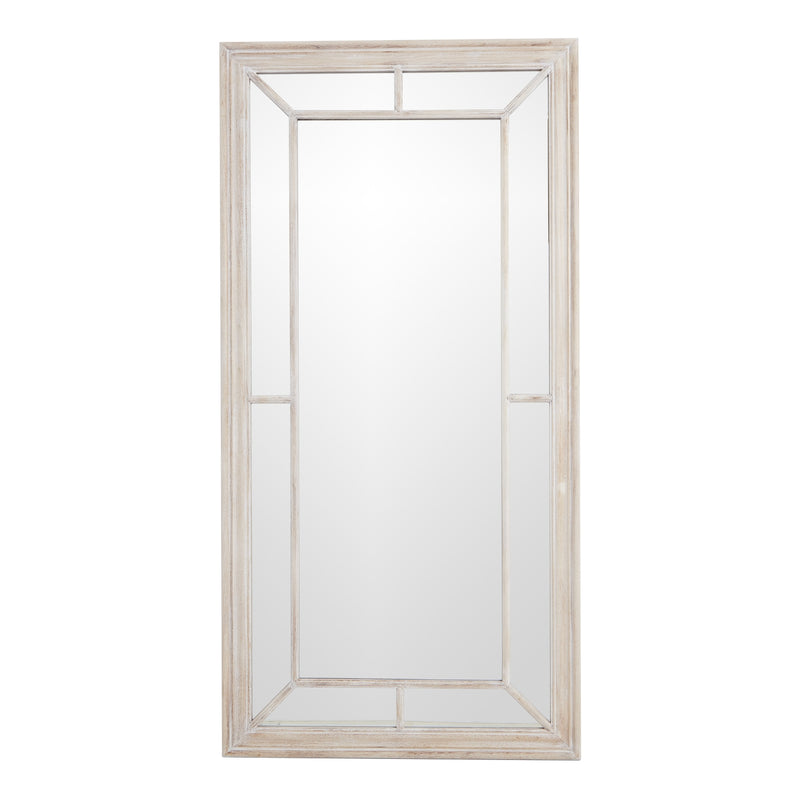 Large Washed Wood Framed Window Mirror – image 1