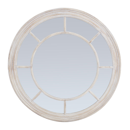 Washed Wood Framed Round Mirror – image 1