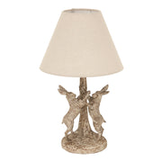Stonewashed Marching Hares Lamp With Linen Shade – image 1