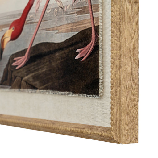 Flora & Fauna Collection Flamingo On Linen In Beaded Frame – image 2