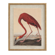 Flora & Fauna Collection Flamingo On Linen In Beaded Frame – image 1