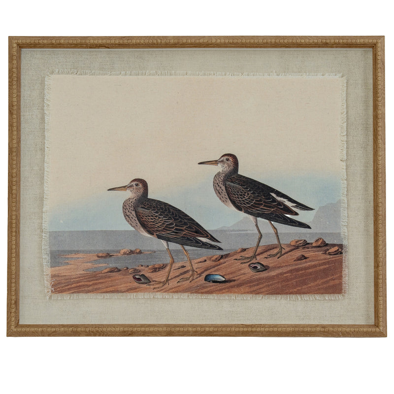 Flora & Fauna Collection Sandpipers On Linen In Beaded Frame – image 1