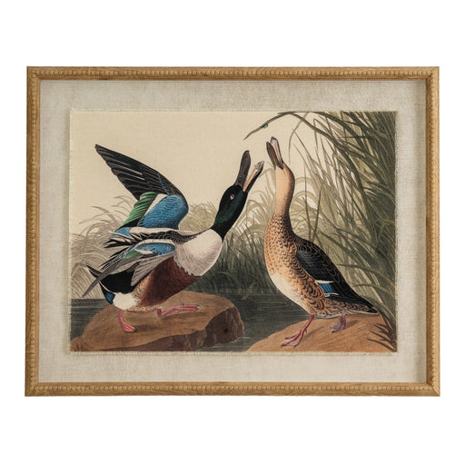 Flora & Fauna Collection Mallards On Linen In Beaded Frame – image 1