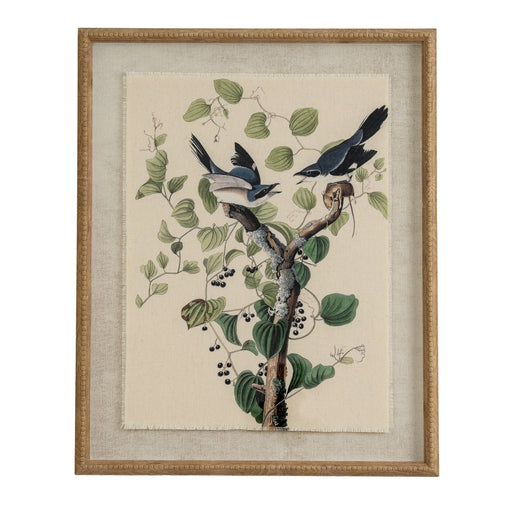 Flora & Fauna Collection Shrikes On Linen In Beaded Frame – image 1