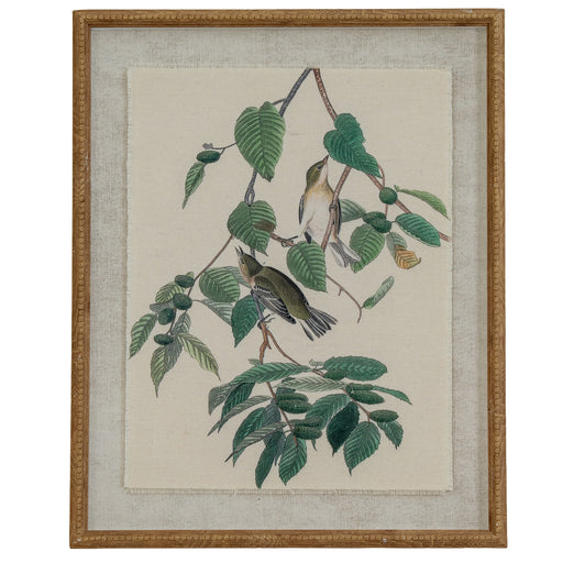 Flora & Fauna Collection Warblers On Linen In Beaded Frame – image 1