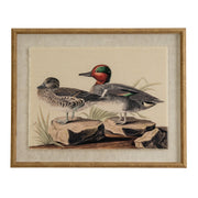 Flora & Fauna Collection Teals On Linen In Beaded Frame – image 1
