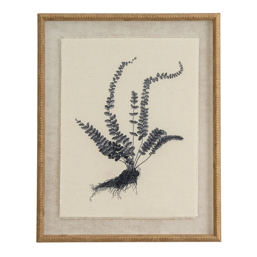 Flora & Fauna Collection Spleenwort On Linen In Beaded Frame – image 1