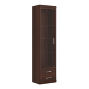 Imperial Tall Glazed 1 Door 2 Drawer Narrow Cabinet in Dark Mahogany Melamine – image 1