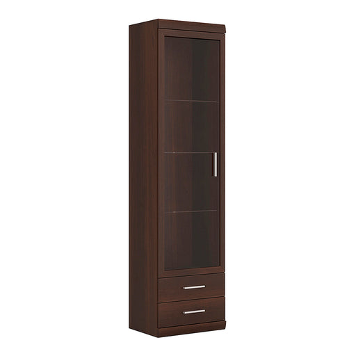 Imperial Tall Glazed 1 Door 2 Drawer Narrow Cabinet in Dark Mahogany Melamine – image 1