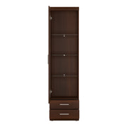 Imperial Tall Glazed 1 Door 2 Drawer Narrow Cabinet in Dark Mahogany Melamine – image 2