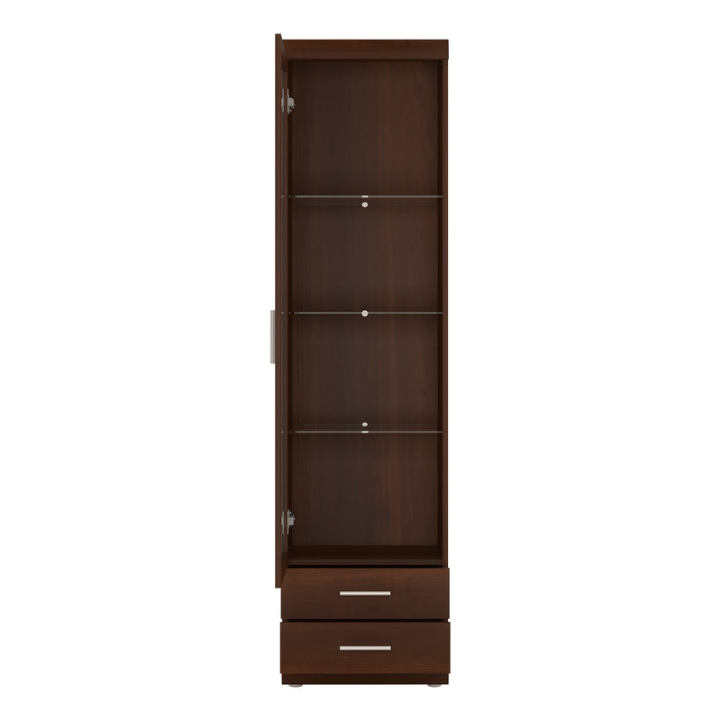 Imperial Tall Glazed 1 Door 2 Drawer Narrow Cabinet in Dark Mahogany Melamine – image 2