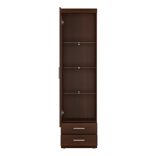 Imperial Tall Glazed 1 Door 2 Drawer Narrow Cabinet in Dark Mahogany Melamine – image 2