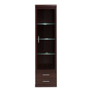 Imperial Tall Glazed 1 Door 2 Drawer Narrow Cabinet in Dark Mahogany Melamine – image 3