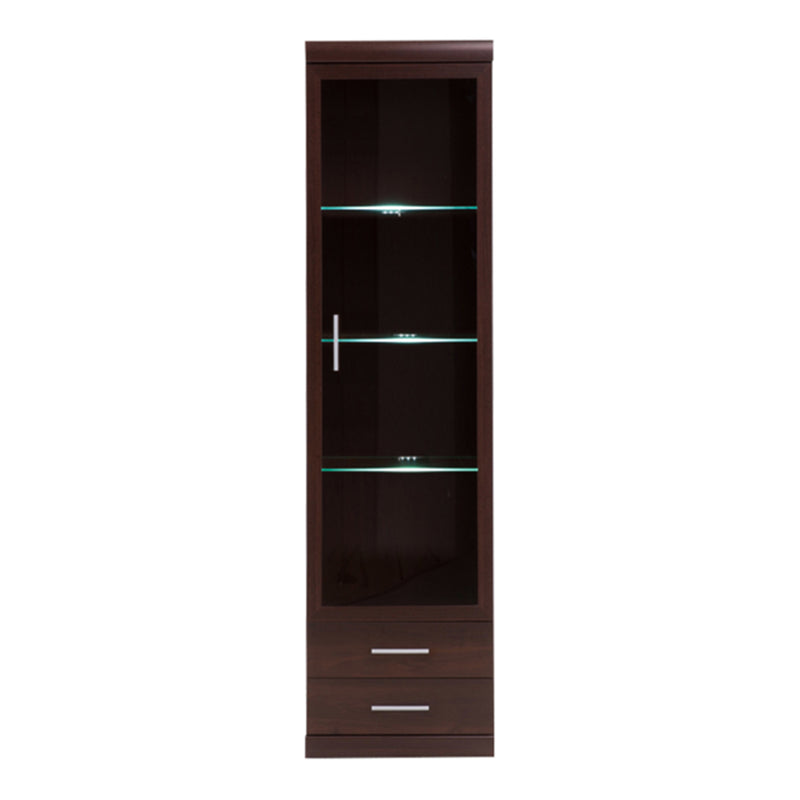 Imperial Tall Glazed 1 Door 2 Drawer Narrow Cabinet in Dark Mahogany Melamine – image 3