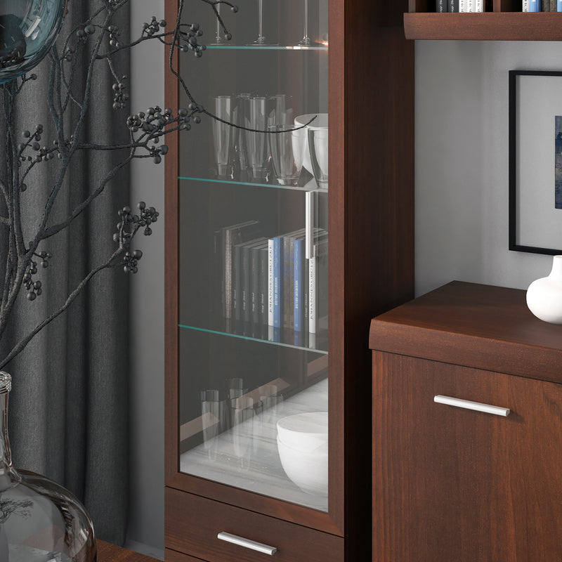 Imperial Tall Glazed 1 Door 2 Drawer Narrow Cabinet in Dark Mahogany Melamine – image 5