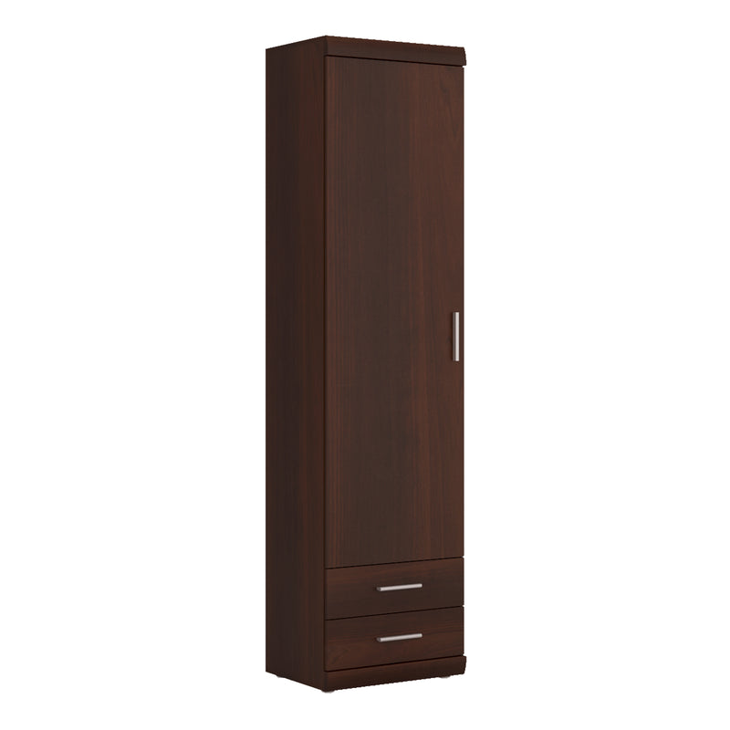 Imperial Tall 1 Door 2 Drawer Narrow Cabinet in Dark Mahogany Melamine – image 1