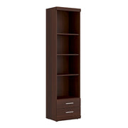 Imperial Tall 2 Drawer Narrow Cabinet with Open Shelving in Dark Mahogany Melamine – image 1